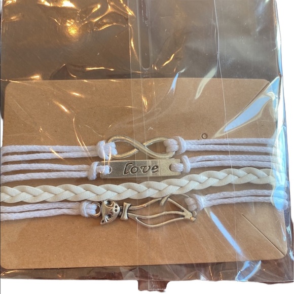 White Leather Layered Boho Bracelet - Picture 5 of 5